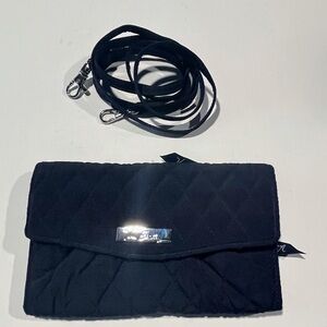 Vera Bradley Quilted Black Convertible Clutch with Strap